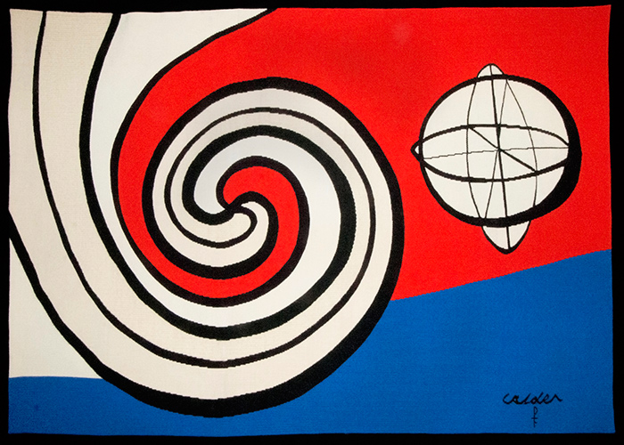 Alexander Calder, Sphere and Spiral, 1975, wool, 41 x 59 in. Gift of the Berman Bloch Family. Copyright © 2015 Calder Foundation, New York / Artists Rights Society (ARS), New York. The Huntington Library, Art Collections, and Botanical Gardens.