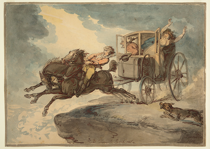 Thomas Rowlandson (British, 1756–1827), ‘Tis Time to Jump Out, 1805. Pen and watercolor. The Huntington Library, Art Collections, and Botanical Gardens. Gilbert Davis Collection.