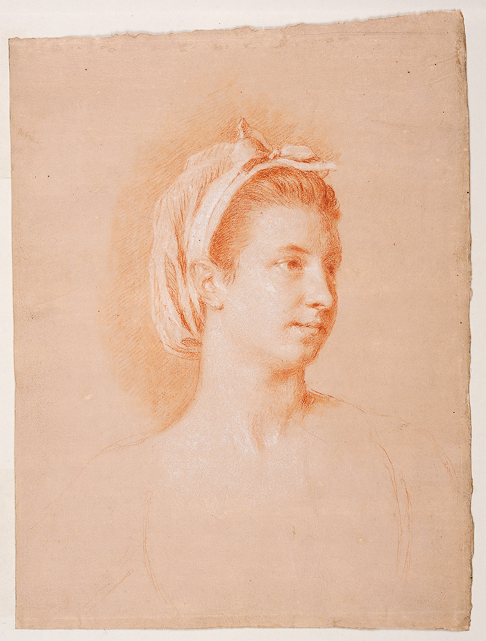 Allan Ramsay II, Amelia Ramsay, 1776, red pencil heightened with white on tinted paper, Sir Bruce Ingram Collection. The Huntington Library, Art Collections, and Botanical Gardens.