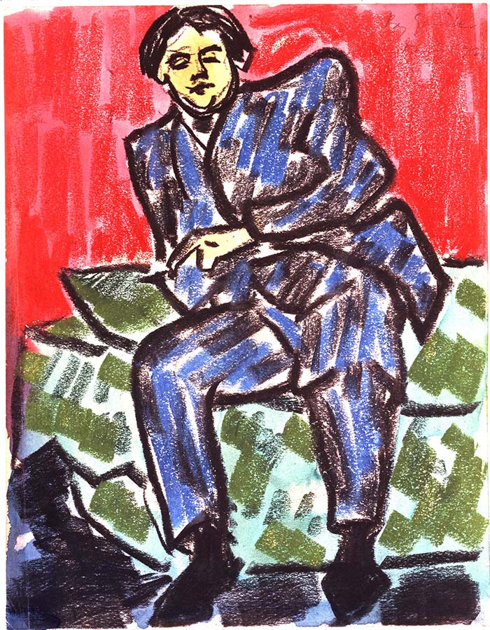Henri Gaudier-Brzeska, Portrait of Claud Lovat Fraser, 1912, watercolor, gouache, and charcoal on paper. The Huntington Library, Art Collections, and Botanical Gardens.