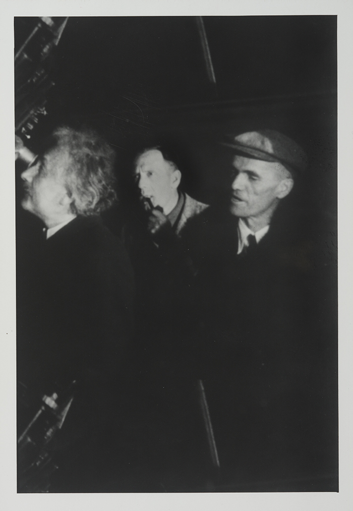 From left to right, Albert Einstein and astronomers Edwin Hubble and Walter Adams at the Mt. Wilson observatory in 1931. The Huntington Library, Art Collections, and Botanical Gardens.