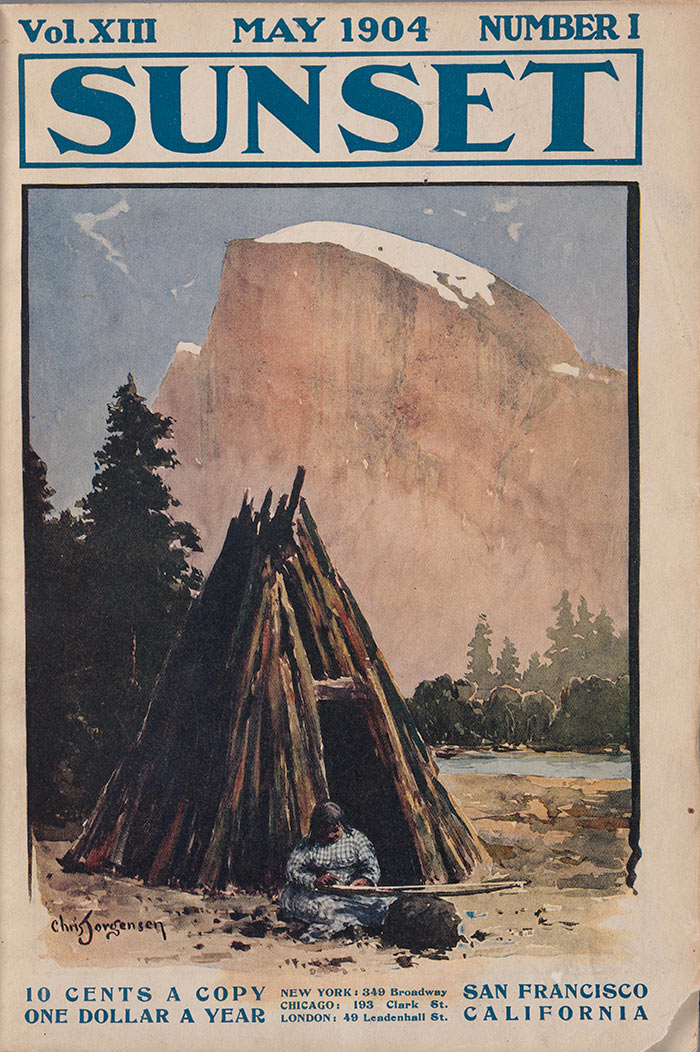 Sunset magazine, May 1904 issue cover, painted by Chris Jorgensen. The Huntington Library, Art Collections, and Botanical Gardens.