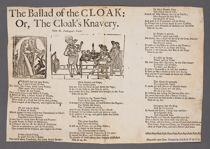 The Ballad of the Cloak: or, The Cloak’s Knavery, ca. 1701. The Huntington Library, Art Collections, and Botanical Gardens.