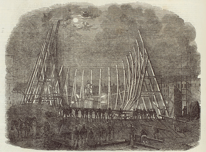 Illustration of John Wyld’s globe under construction from Illustrated London News, vol. 18, Jan–June, 1851; March 22, 1851, page 234. The Huntington Library, Art Collections, and Botanical Gardens.
