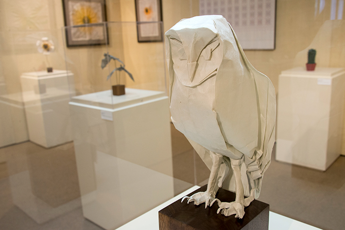 Barn Owl, Opus 538 is one of 25 works by physicist and origami master Robert J. Lang. Photo by Kate Lain.