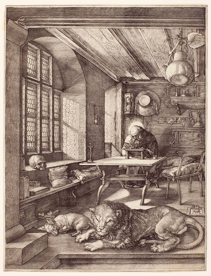 Albrecht Dürer (1471–1528) was one of the most influential artists of the Reformation. Pictured here, his engraving of St. Jerome in his Study, 1514. Edward W. and Julia B. Bodman Collection. The Huntington Library, Art Collections, and Botanical Gardens.