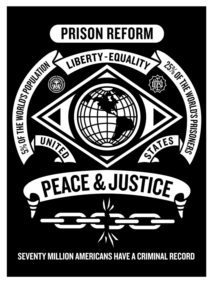 Shepard Fairey, Prison Reform, 2015. Illustration courtesy of Shepard Fairey/Obeygiant.com.