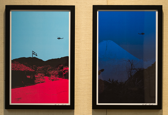Guillermo Perez, Sivar 1 & Sivar 2, digital prints, 2017. These prints represent the civil war in El Salvador from 1980 to 1992. Photo by Kate Lain.