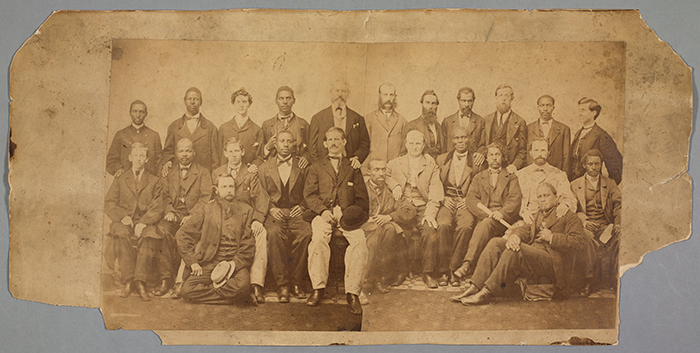 The 24 members of the petit jury impaneled by the United States Circuit Court for Virginia in Richmond for the treason trial of former Confederate president Jefferson Davis in May 1867.