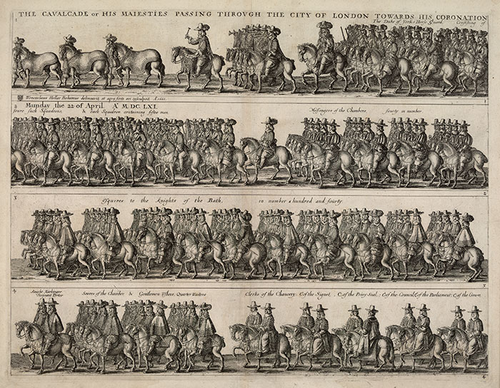 Charles II’s Coronation Procession, from John Ogilby, The Entertainment of His Most Excellent Majestie Charles II, in His Passage through the City of London to His Coronation (London, 1662). The Huntington Library, Art Collections, and Botanical Gardens.