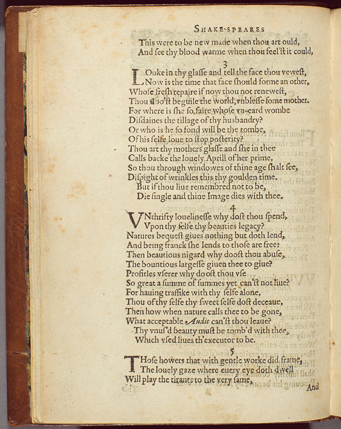 Sonnets 3 and 4 in Shakespeare’s Sonnets , 1609. The Huntington Library, Art Collections, and Botanical Gardens.