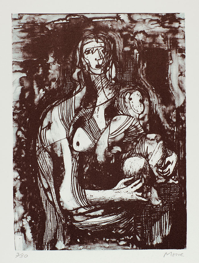 Henry Moore, Mother and Child, 1973, lithograph, 20 x 15 in. The Huntington Library, Art Collections, and Botanical Gardens. Gift of Philip and Muriel Berman Foundation. © The Henry Moore Foundation. All rights reserved, DACS 2017 / henry-moore.org.