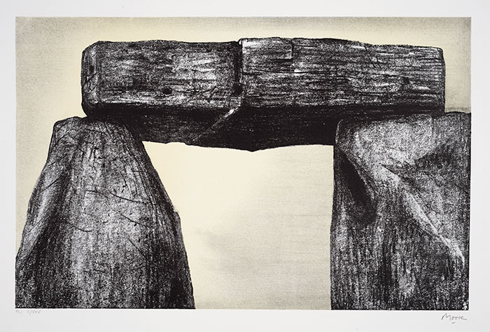 Henry Moore, Stonehenge I, 1973, lithograph, 23 x 18 in. The Huntington Library, Art Collections, and Botanical Gardens. Gift of Philip and Muriel Berman Foundation. © The Henry Moore Foundation. All rights reserved, DACS 2017 / henry-moore.org.