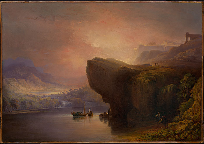 John Martin, British (1789–1854), The City of God, oil on canvas, 18 x 26 in., ca. 1850–51. The Huntington Library, Art Collections, and Botanical Gardens. Purchased with funds from the Adele S. Browning Memorial Art Fund, Mr. and Mrs. Kenneth R. Bender, Mr. Stewart R. Smith and Ms. Robin A. Ferracone, and James R. Parks.