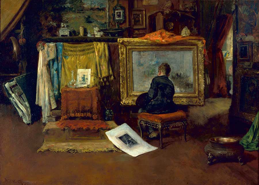 William Merritt Chase, The Inner Studio, Tenth Street, 1882, oil on canvas, 32 3/8 x 44 1/4 in. (82.2 x 112.4 cm.). Gift of the Virginia Steele Scott Foundation. The Huntington Library, Art Museum, and Botanical Gardens.