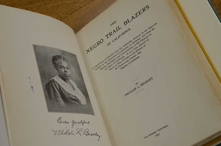 Title page of Delilah Beasley’s The Negro Trail Blazers of California, 1919. Photo by Lisa Blackburn.