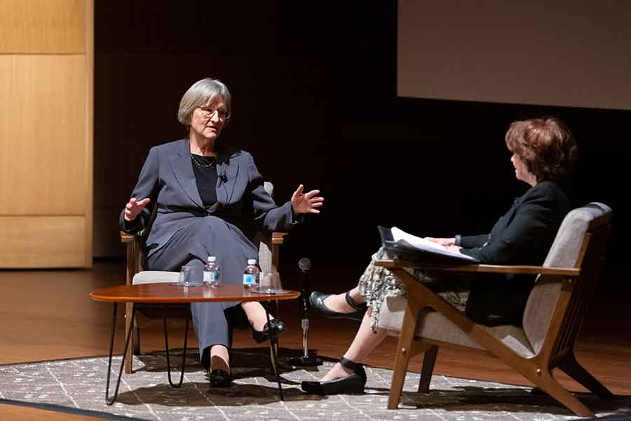 Faust spoke about the significance of original sources, such as those housed at The Huntington, and the crucial role they play in our understanding of history. Such items, she said, “connect to the past in an electric manner.” Photo by Sarah M. Golonka.