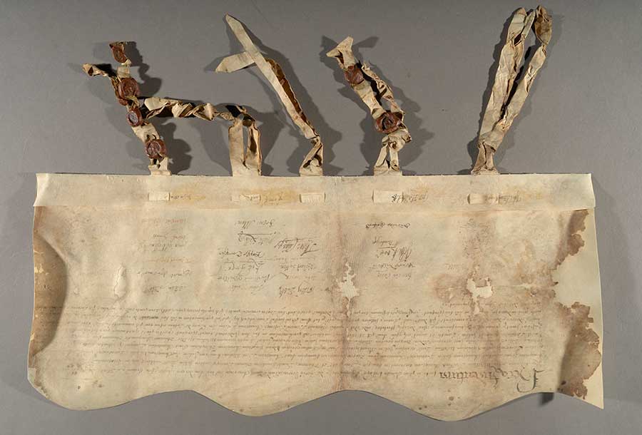 Indenture document from the Hastings Collection identifying the winning candidate in a local parliamentary election in March 1640