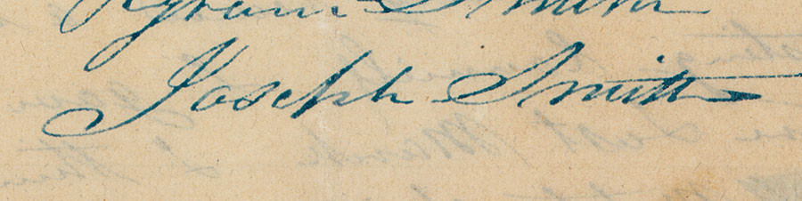Detail of Hyrum and Joseph Smith letter to Oliver Granger, Aug. 30, 1841. The Huntington Library, Art Museum, and Botanical Gardens.