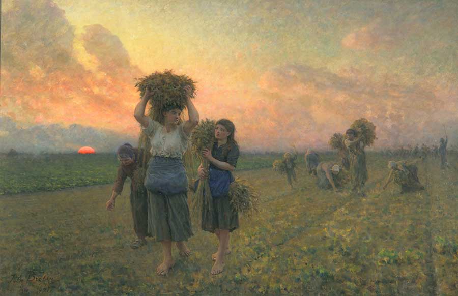 Jules Adolphe Aimé Louis Breton, The Last Gleanings, 1895, oil on canvas, 36 1/2 x 55 in. (92.7 x 139.7 cm.). The Huntington Library, Art Museum, and Botanical Gardens.