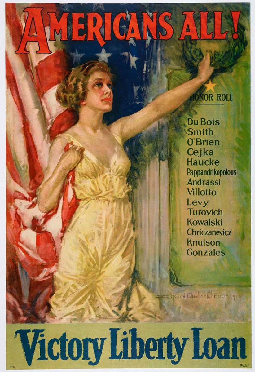Howard Chandler Christy, Americans All!, 1919, lithograph, 40 x 26 7/8 in., Forbes Lithograph Manufacturing, Boston. The Huntington Library, Art Museum, and Botanical Garden.
