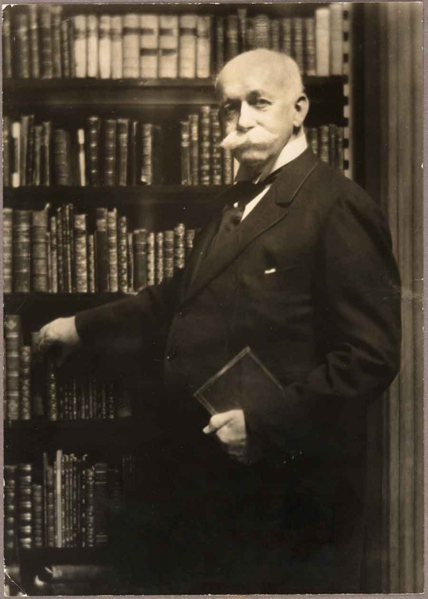 Arnold Genthe, Henry E. Huntington in the Library of His New York Residence, ca. 1917, gelatin silver print, 9 3/4 x 6 7/8. The Huntington Library, Art Museum, and Botanical Gardens.