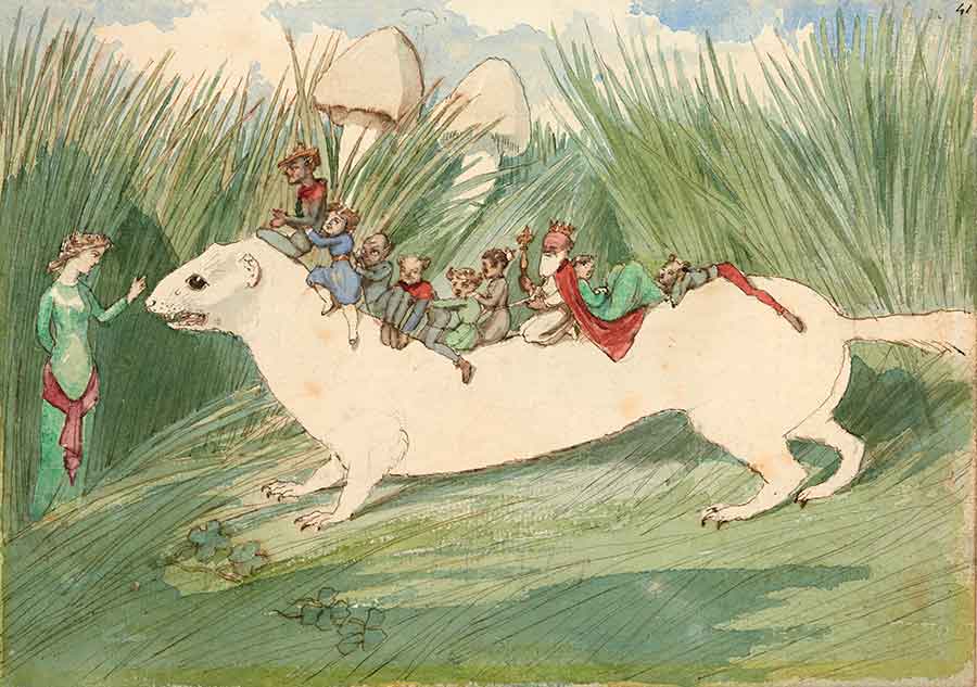 Charles Altamont Doyle (British, 1832–1893), The Ermine Riders, ca. 1885–91. Pen and watercolor over pencil. Gift of Princess Nina Mdivani Conan Doyle with assistance from The Friends. The Huntington Library, Art Collections, and Botanical Gardens.