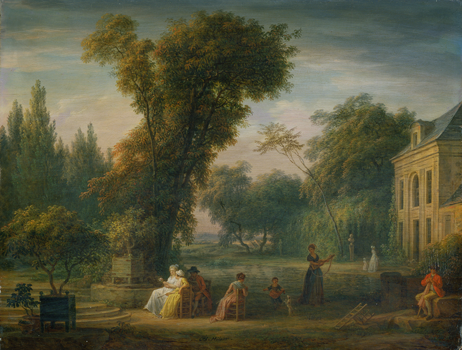 Painting of landscape with people in the foreground