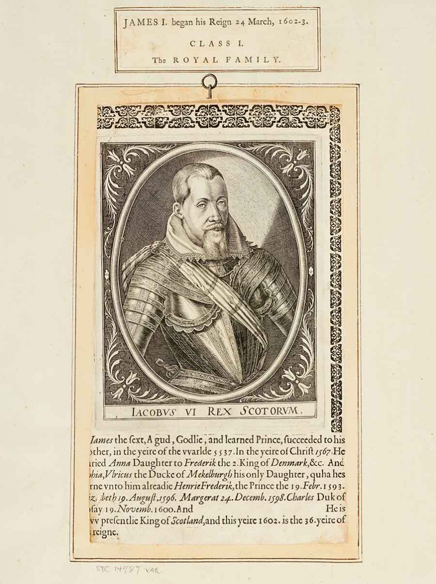 Engraving of James I, from Biographical History of England, from Egbert the Great to the Revolution, 1769, extra-illustrated by Richard Bull (1725–1806). The Huntington Library, Art Collections, and Botanical Gardens.