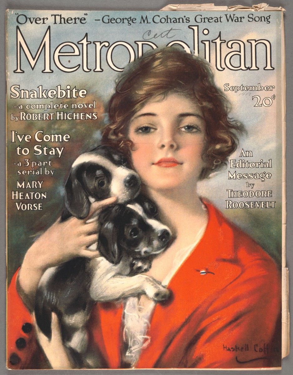 Cover of Metropolitan, September 1917. Levien was hired as an editor by Carl Hovey, co-editor of Metropolitan magazine, a liberal literary monthly. Hovey and Levien married in 1917. The Huntington Library, Art Museum, and Botanical Gardens.